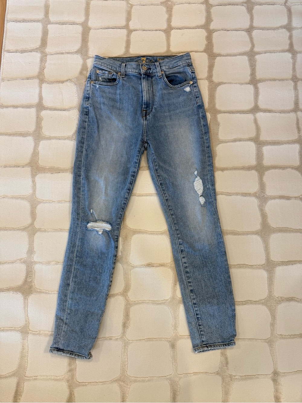 7 For All Mankind Light Blue Distressed Skinny Jeans Nordstrom